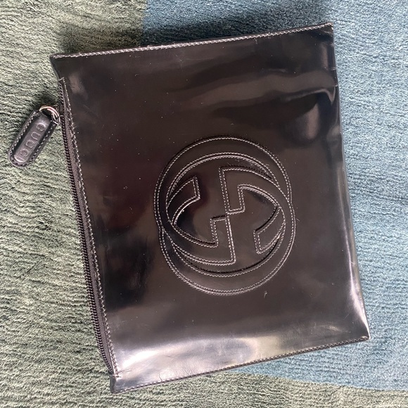 GUCCI unisex Pouchette: Limited edition Tom Ford era : black polished leather - Picture 1 of 17